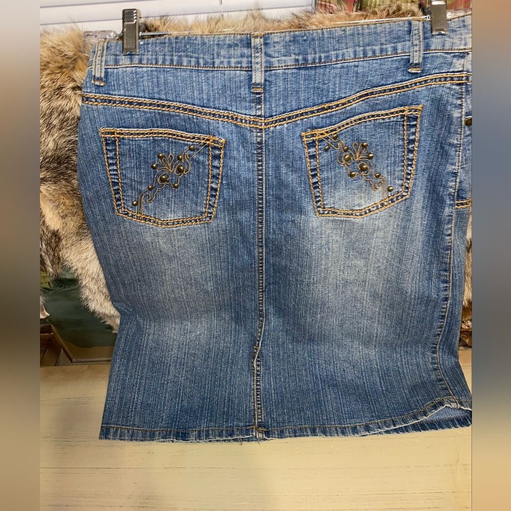 Apollo Boho Jean Mini Skirt Blue Size Large